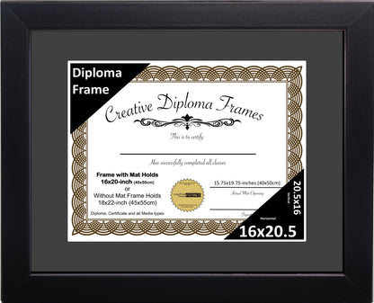 Manhattan Black Diploma Frame with Mat