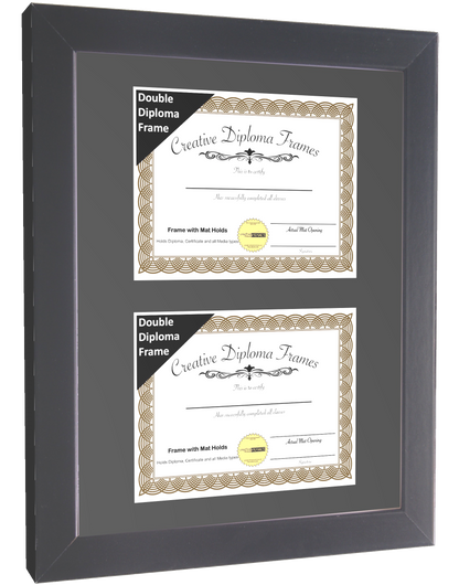 6x8 thru 16x20.5 Double Diploma Manhattan Black Frame