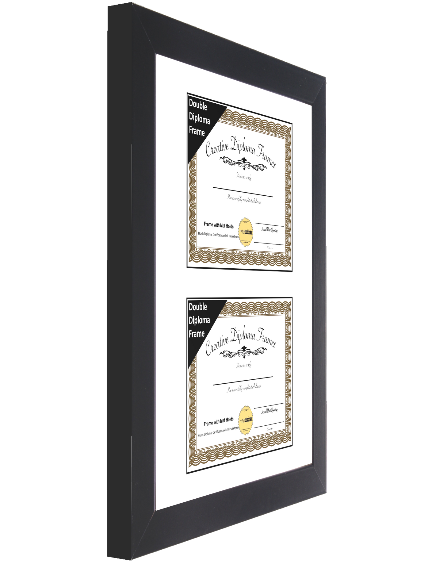 6x8 thru 16x20.5 Double Diploma Manhattan Black Frame