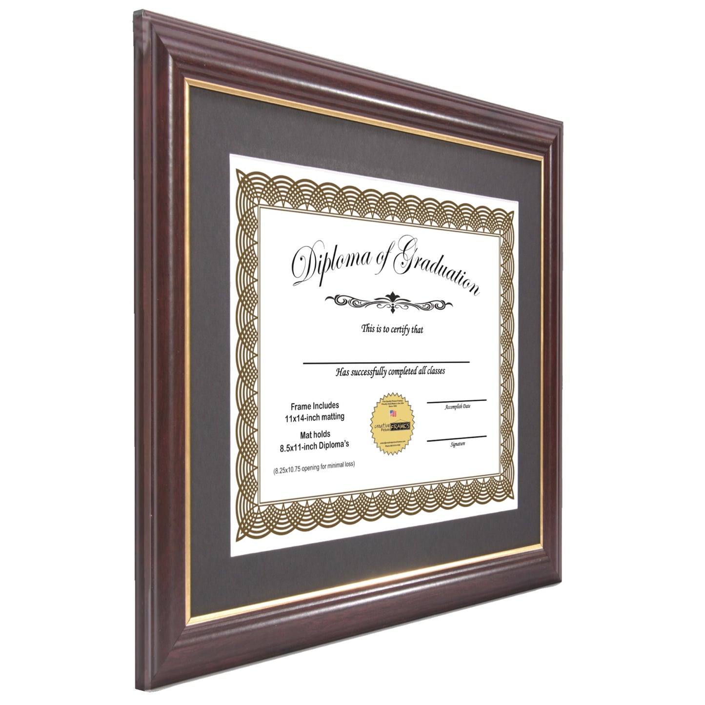 Rockefeller Mahogany Diploma Frame with Mat