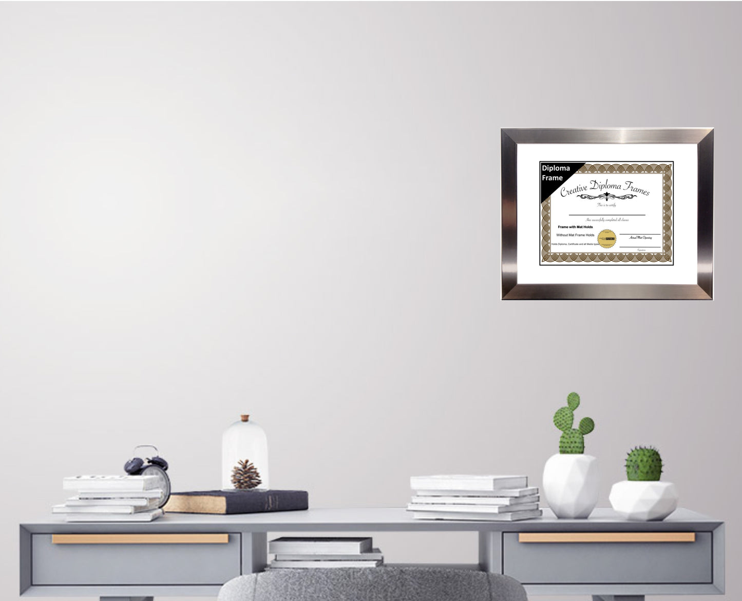 Carnegie Stainless Steel Diploma Frame with Mat
