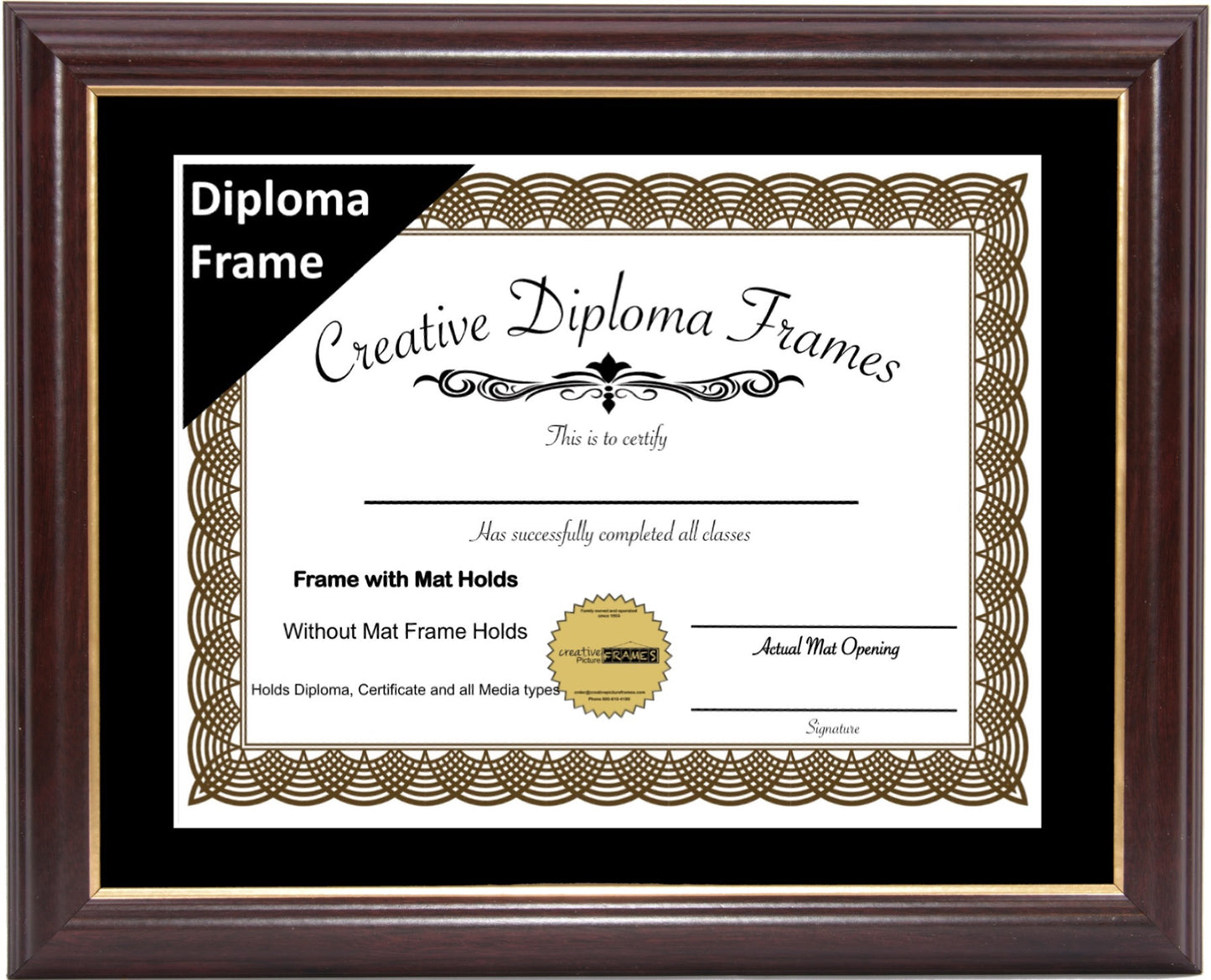 Rockefeller Mahogany Diploma Frame with Mat