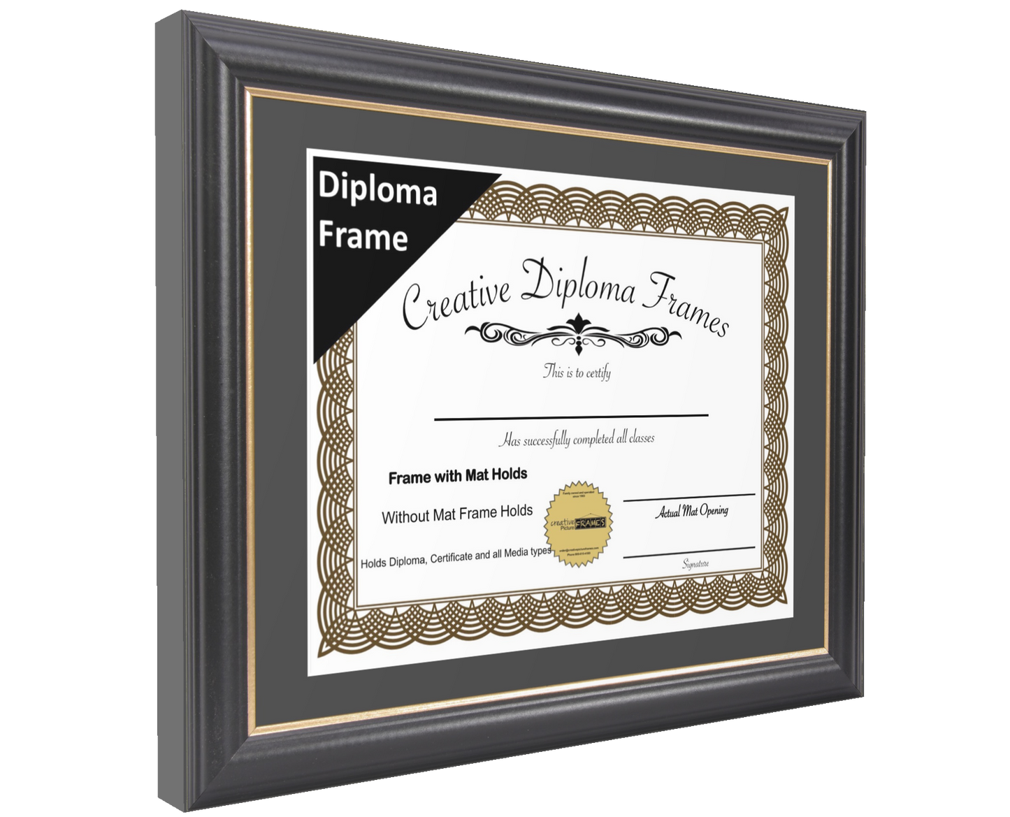 Rockefeller Black Diploma Frame with Mat