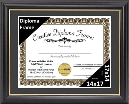 Rockefeller Black with Gold Diploma Frame with Mat