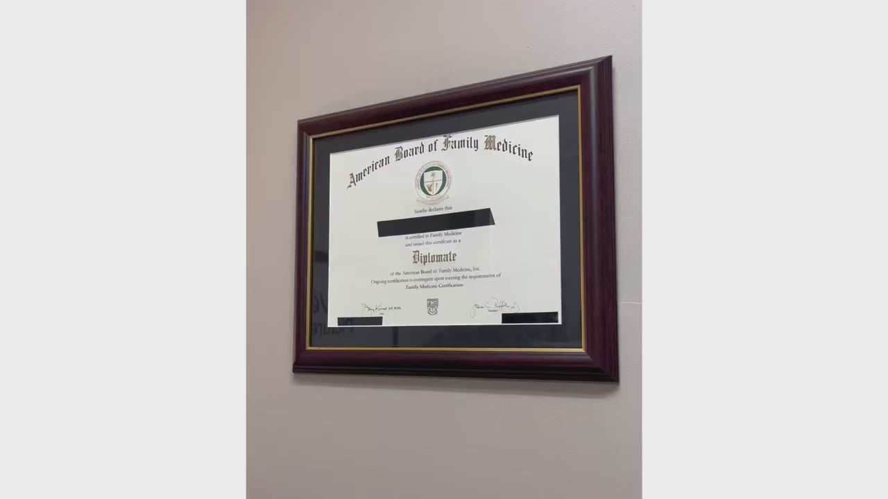 6x8 thru 16x20.5 Rockefeller Mahogany with Gold Diploma Frame with