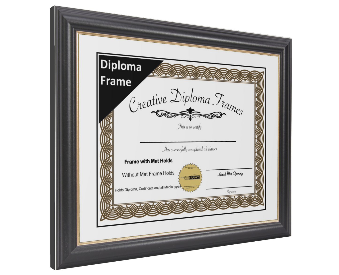 Rockefeller Black Diploma Frame with Mat