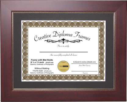 Mahogany Gold Relief Diploma Frame with Matting