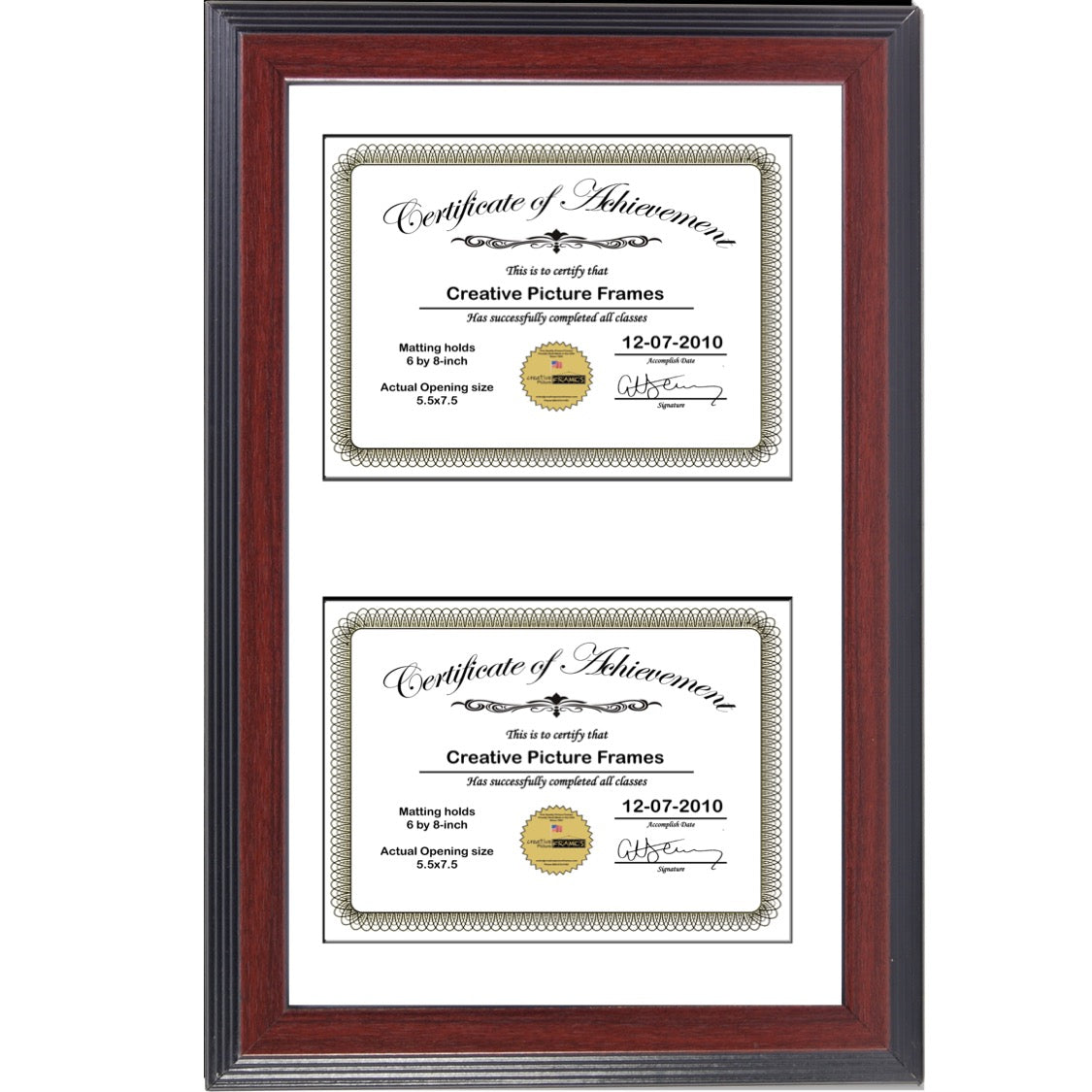 Mahogany Double Document Vertical Frame with Mat