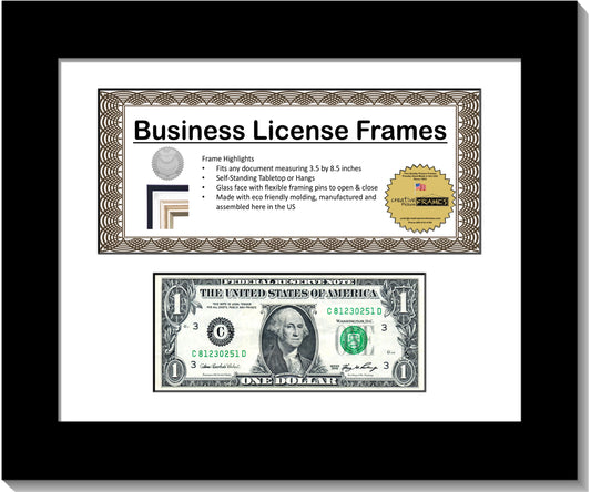First Dollar / Business License Frame with Mat