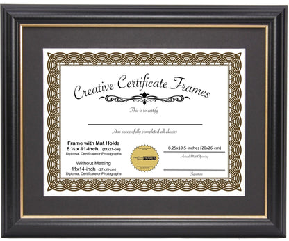 Rockefeller Black with Gold Diploma Frame with Mat