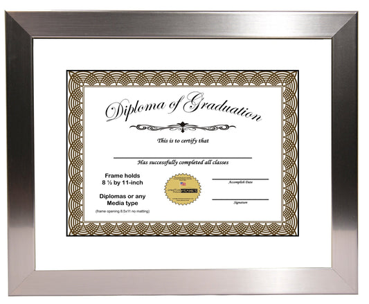 Stainless Steel Diploma Frame with Mat