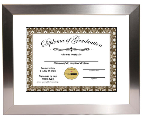 Stainless Steel Diploma Frame with Mat