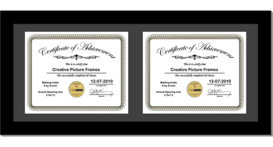 Black Double Document Horizontal Frame with Mat