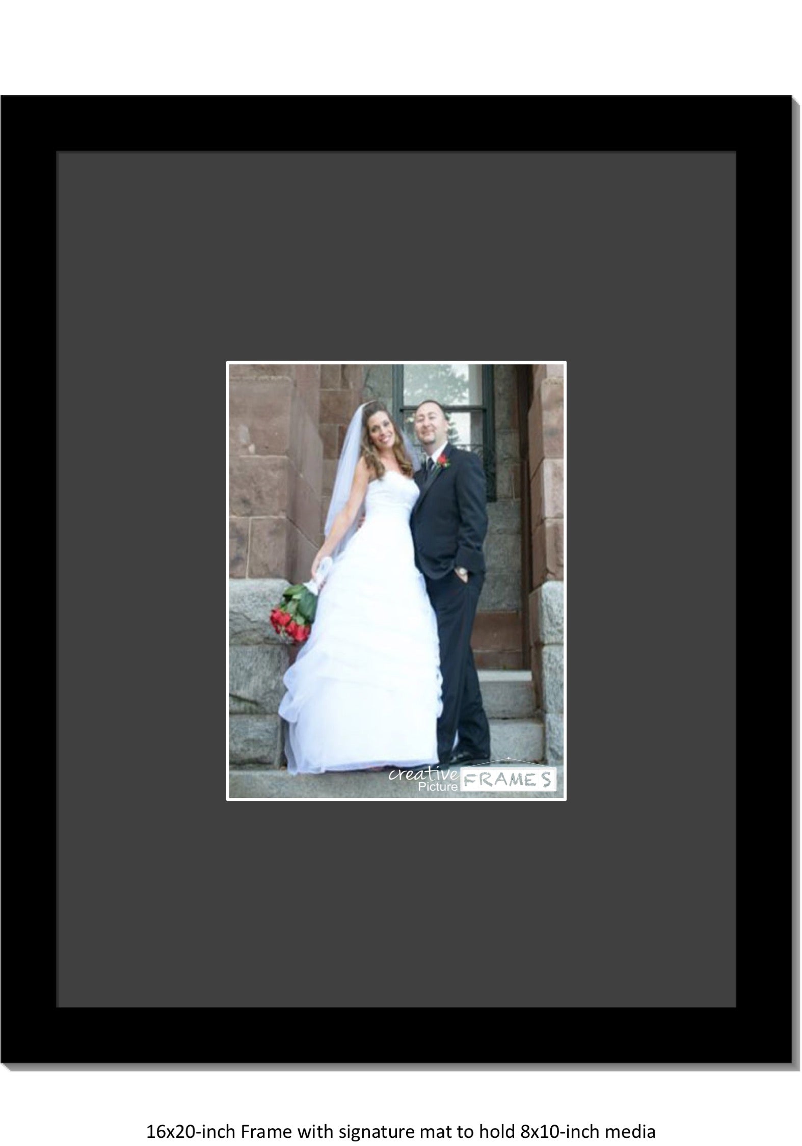 Creative Picture Frames Creativepf 8x10-16x20bk-w Signature Frame - Photo Frame with White Mat Holds 8x10-inch Media Including Installed Wall Hangers