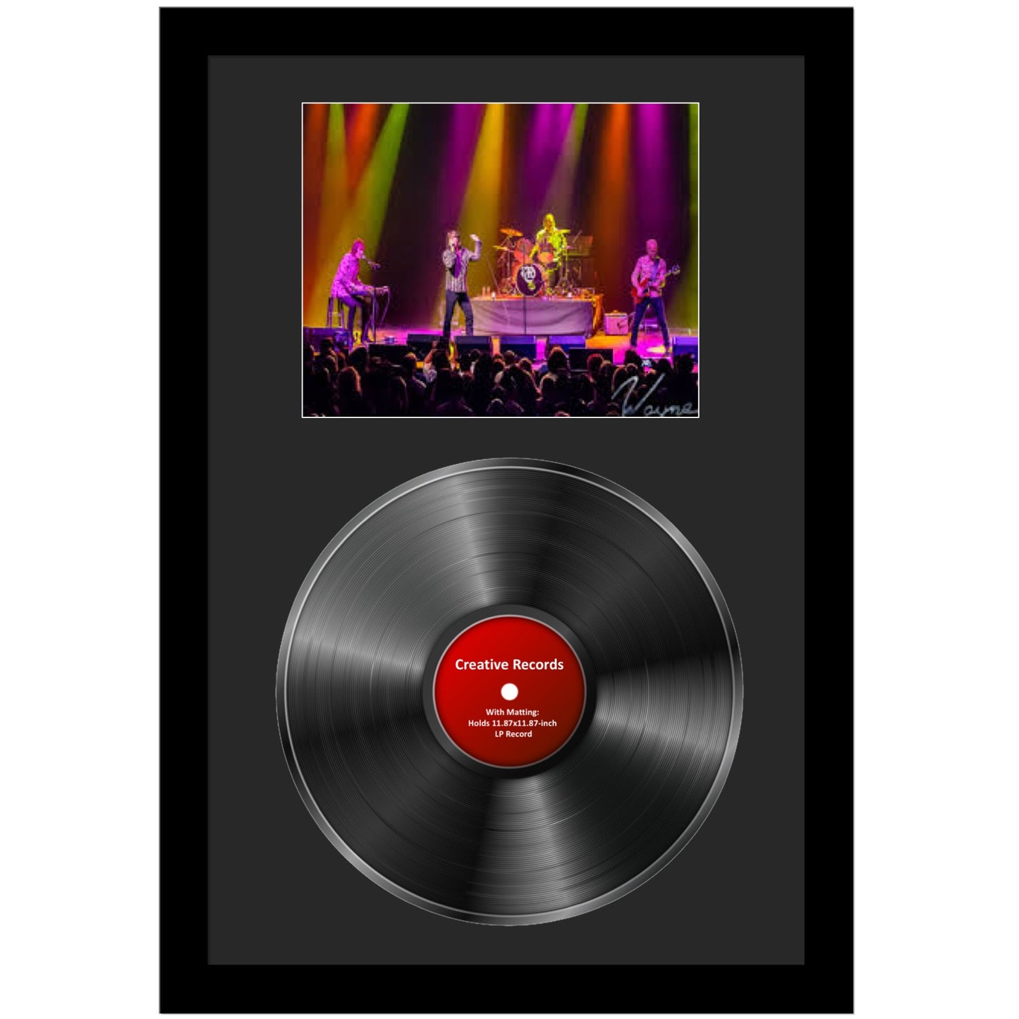 12" Vinyl Record Disc and 8x10 Photo with Mat in our Manhattan Black Molding