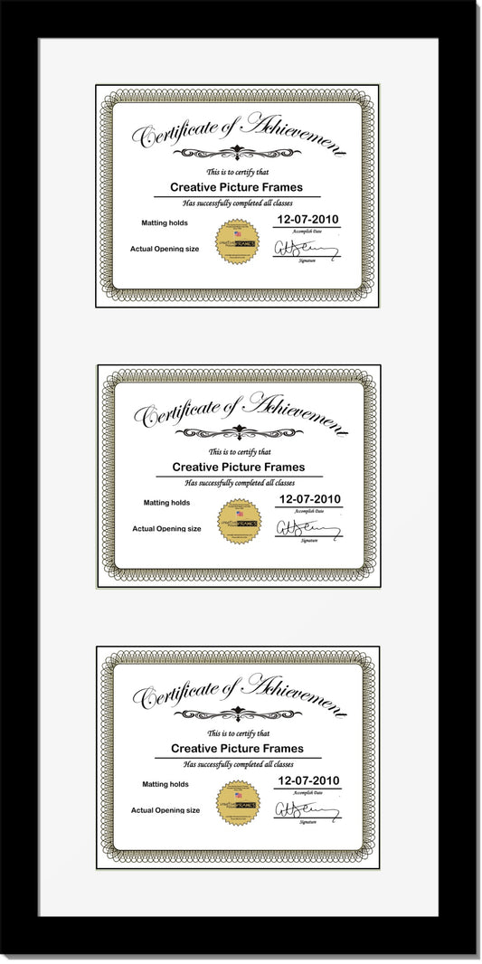 Black Triple Document Vertical Frame with Mat