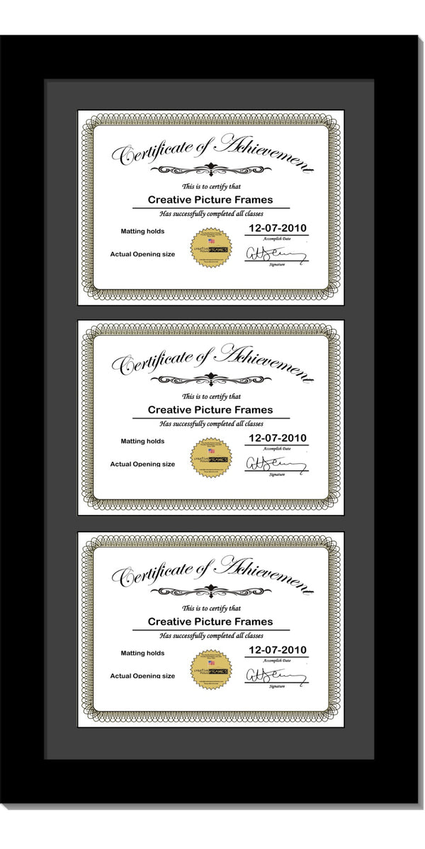 Triple Frame Graduation Triple Diploma Frame Manhattan Black with Mat – creativepictureframes.com